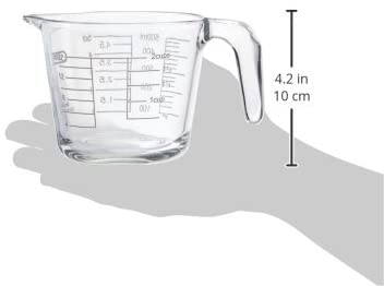 Farberware 2-Cup Borosilicate Glass Wet and Dry Measuring Cup with Oversized Measurements, Clear
