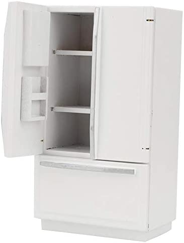 Tnfeeon 1:12 Dollhouse Miniature Accessories Refrigerator, High Simulation Kitchen Prop Delicate Model Dollhouse Decor(White)