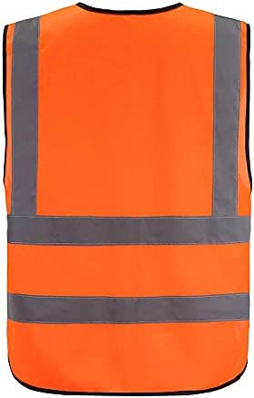 A-SAFETY Orange High Visibility Safety Vest Reflective,, 3M Multi Pockets Working Vest Working Uniform Zipper Front ANSI/ISEA Standards 7 Pockets Class 2,3XL