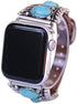 38mm, 40mm, 41mm compatible for Apple Watch Series 8,7,6,5,4, and SE Small Versions, Western Design Faux Turquoise Genuine Leather Band No.9