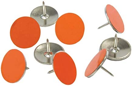 Orange Reflective Tacks 100 Pack Trail Marking Tacks, Glow Tacks, Hiking Markers, Trail Marking Reflectors, Mark Trail Reflective Thumb Tacks for Hunting, Orange Tacks with Included LED Keychain Light