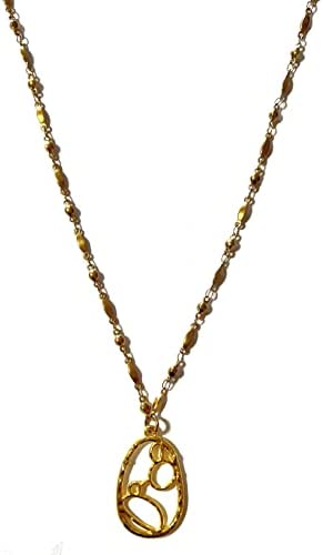 Hidden Hollow Beads Trendy Made in USA, Women's Fashion Lanyard ID Badge Holder, 34" Long, Holds Keys and Badge (Gold Round Pendant)