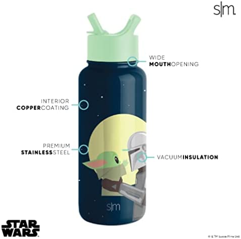 Simple Modern Star Wars Character Water Bottle with Straw Lid Vacuum Insulated Stainless Steel Metal Thermos | Reusable Leak Proof Flask for Gym, Travel, Sports | Summit Collection | 32oz Vader Nation