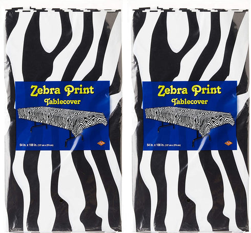 Beistle Zebra Print tablecover, Black/White