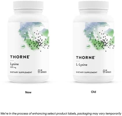 Thorne Lysine - Essential Amino Acid for Skin Health, Energy Production, and Immune Function - 500 mg - 60 Capsules