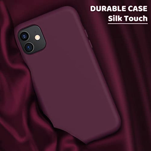 OuXul iPhone 11 Case,Liquid Silicone Gel Rubber Phone Case,Compatible with iPhone 11 Case Cover 6.1 Inch Full Body Slim Soft Microfiber Lining Protective Case (Wine)