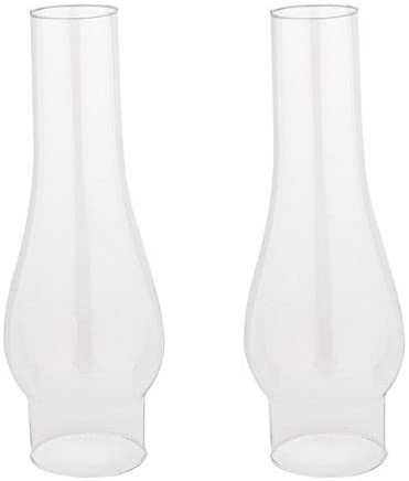 Ciata 10 Inch Handblown Clear Glass Chimney Lamp Shade with 2-5/8 inch Fitter and 3-5/8 inch Bulge - 2 Pack