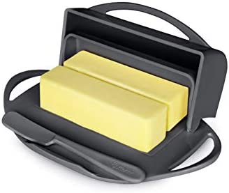 Butterie Flip-Top Butter Dish with Matching Spreader (Grey)