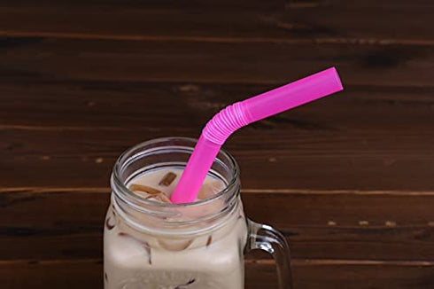 Jumbo Flexible Smoothie Plastic Straws, 100 Pcs Assorted Colors Large Bendable Disposable Milkshake Straws, Wide Bendy Boba Drinking Straws (0.47" Diameter and 8.26" long)