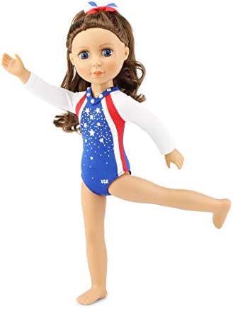 Emily Rose 14 Inch Doll Clothes Clothing Accessories | USA 4 PC Doll Gymnastics Gift Set Outfit, Including Gold Medal Accessory! | Fits Most 14.5" Hard-Bodied Dolls