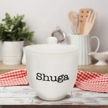 Sugar Bowl | Cute Ceramic "Shuga" Dish with Lid | Perfect Hostess Gift or Housewarming Gift