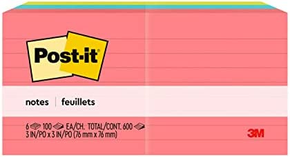 Post-it Notes, 4x6 in, 6 Pads, America's #1 Favorite Sticky Notes, Poptimistic, Bright Colors, Clean Removal, Recyclable (660-3AN)
