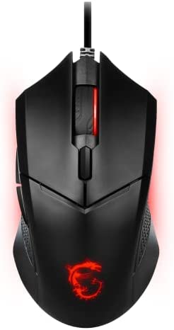 MSI Clutch GM08 Gaming Mouse, 4200 DPI, Optical Sensor, 3 Adjustable Weights, Red LED Lighting, Symmetrical Design