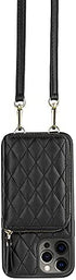 LAMEEKU Wallet Case Compatible with iPhone 12 Pro Max, Card Holder Case with Crossbody Strap Leather Handbag Case for Women Protective Case Compatible with iPhone 12 Pro Max 6.7''-Black