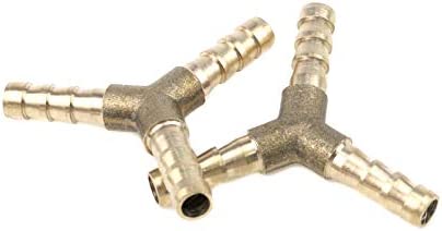 Quluxe 1/4 Inch Brass Hose Barb, 3-Way Y-Shaped Hose Fitting Intersection/Split Brass Water/Fuel/Air (Pack of 10)