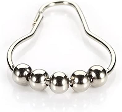 Amazer Shower Curtain Hooks Rings, Rust Proof Stainless Steel Shower Curtain Rings, Shower Hooks for Shower Curtain Bathroom Shower Rings -Set of 12, Polished Chrome
