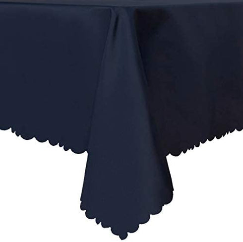 LUSHVIDA Rectangle Table Cloth – Washable Water Resistance Microfiber Tablecloth Decorative Table Cover for Banquet Party Kitchen Dining Room, Navy 60 X 84 Inch