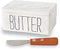 Mud Pie Bistro Butter Dish and Spreader Set, Assembled 3" x 6" x 4", 5", White