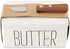 Mud Pie Bistro Butter Dish and Spreader Set, Assembled 3" x 6" x 4", 5", White