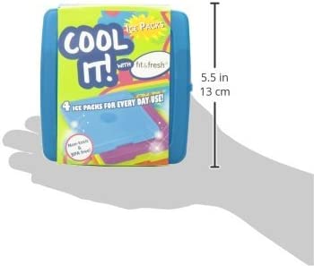 Fit & Fresh Cool Slim Reusable Ice Packs Boxes, Lunch Bags and Coolers, Set of 4, Multicolored, 4 Pack