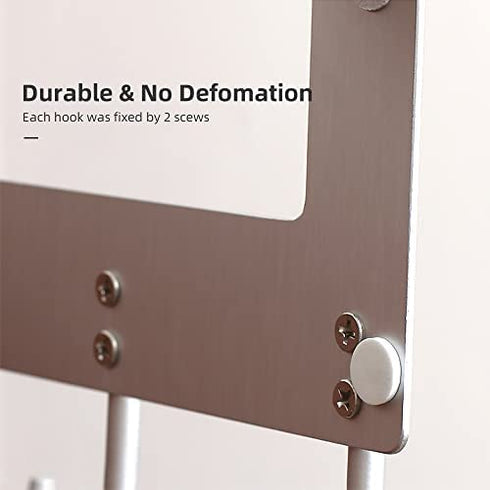 UDENIS Over Door Hook,Over Door Heavy Duty Metal Long Hanger,Bath,Bedroom,Dorm,Closet,Office Over Door Organizer,Screwless Back of Door Hook for Coat,Hat,Purse,Bagpack,Clothing,Jacket (Silver)