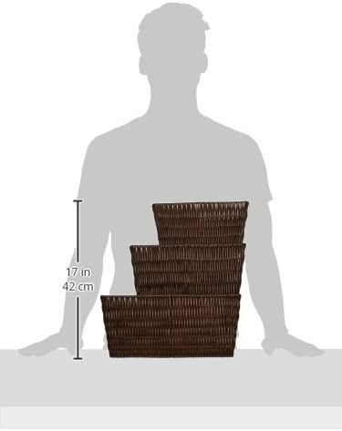 Whitmor Rattique Java Set of 3 Pieces Storage Baskets -Small (8.5"x11.4"x5.5"), Medium (9.8"x13"x6") and Large (11.4"x14.6"x6.5")