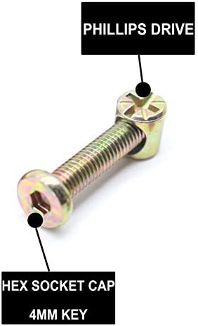 binifiMux 10-Pack M6-1.0 x 70mm Hex Socket Head Cap Crib Baby Bed Bolt and Barrel Nuts, Crib Screws