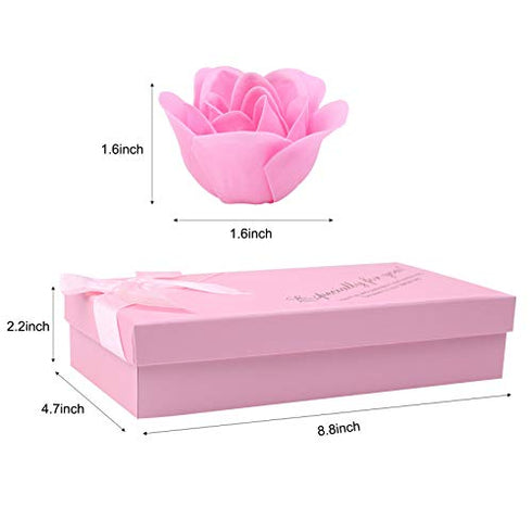 Rotumaty 18 PCS Floral Scented Bath Soap Rose Flower Petals, Plant Essential Oil Rose Soap Set, Best Gifts for Her Women Girls Mom Lover Birthday Valentine Christmas (Pink)