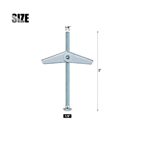 Sutemribor 1/8X2-Inch Toggle Bolt and Wing Nut for Hanging Heavy Items on Drywall, 50 Pack