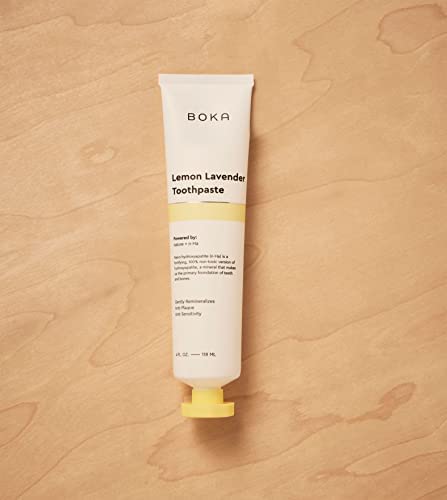 Boka Lemon Lavender Natural Toothpaste, Nano-Hydroxyapatite for Remineralizing, Sensitivity and Whitening, Fluoride-Free, Dentist Recommended for Kids and Adults, Made in USA, 4oz (Pack of 1)