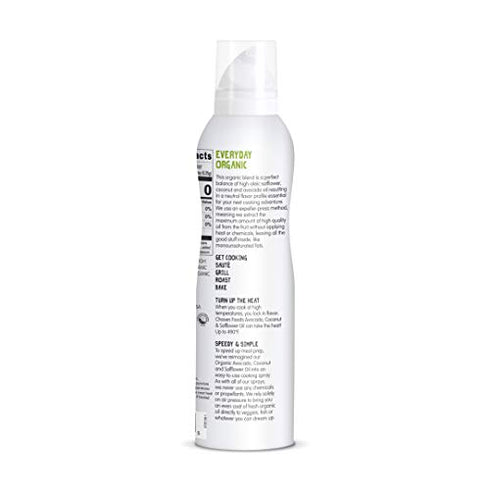 Chosen Foods Organic Avocado, Coconut & Safflower Oil Spray, Kosher Cooking Spray for Baking, High-Heat Cooking, Grilling, Frying (4.7 oz, 1-Pack)