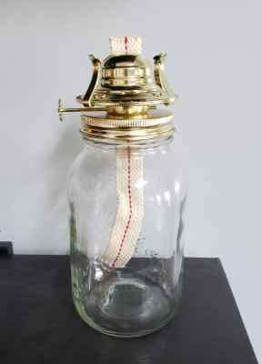 B&P Lamp® #2 Kerosene Lamp Burner for Mason Jars and Fruit Jars to DIY Oil Lamp (Brass)