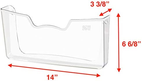 3 Pack - Simple Houseware Clear Single Pocket Wall Mount File Holder