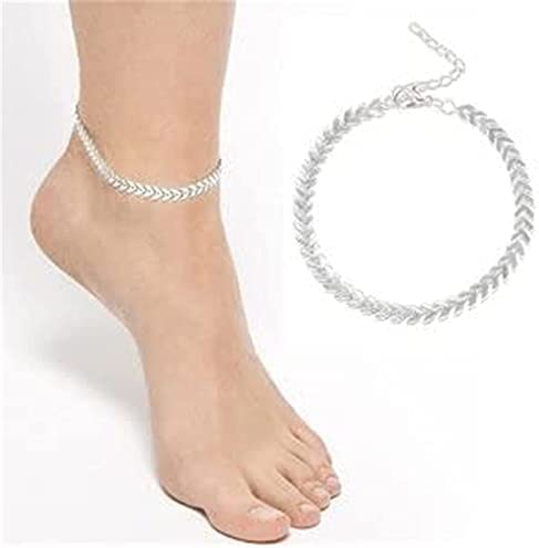 Bonlting Fashion Ankle Bracelet Women Sterling Silver Anklet Foot Jewelry Chain Beach