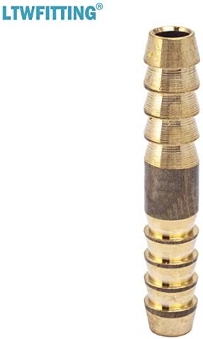 LTWFITTING Brass Barb Splicer Mender 1/4-Inch Hose ID Fitting Air Water Fuel Hose Joiner(Pack of 10)