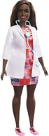 Barbie Doctor Doll (12-in/30.40-cm), Brunette Hair, Curvy Shape, Doctor Coat, Print Dress, Stethoscope Accessory, Great Toy Gift for Ages 3 Years Old & Up , White