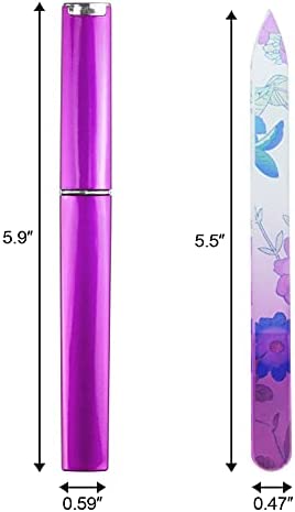 3 Pack Glass Nail File, EAONE Crystal Nail Files with Case Gradient Colorful Printed, Two Sided Etched Filing Surface Finger Nail Files, Professional Manicure Nail Care Czech Glass File