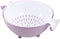 2-in-1 kitchen Strainer Colander & Bowl Sets, Large Plastic Washing Bowl and Strainer, Detachable Colanders Strainers Set, Space-Saver, for Fruits Vegetable Cleaning Washing Mixing (Purple, White)