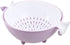 2-in-1 kitchen Strainer Colander & Bowl Sets, Large Plastic Washing Bowl and Strainer, Detachable Colanders Strainers Set, Space-Saver, for Fruits Vegetable Cleaning Washing Mixing (Purple, White)