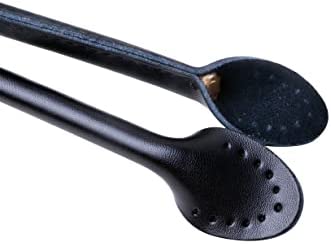 Wento Pair 24'' Genuine Leather Purses Straps with Ear Shape End,Punch Hole Ready,Real Leather Bag Handles,Replacement Purse Straps,Handbag Bag Wallet Straps WT0003 (24'', Black)…