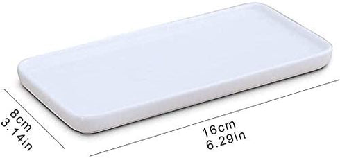 Ceramic Vanity Tray Small Rectangle, Bathtub Tray Bathroom Organizer, Cosmetics Holder for Tissue Candle Towel Plant Jewelry Ring Dish Dresser Perfume Shampoo-White(2 Pcs)(Small)