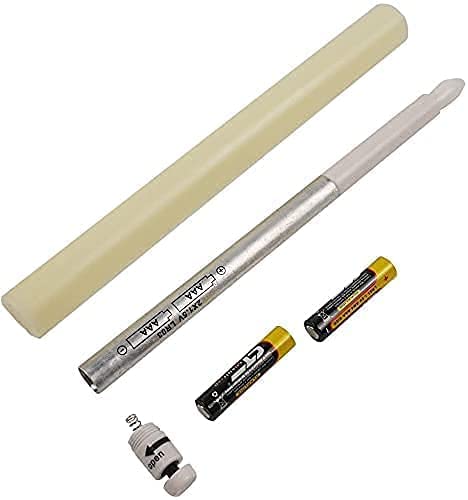Rhytsing 10" Ivory Flameless Taper Candles with Timer, Battery Operated Dinner Candles, Push-Activated, Textured Wax Finish, Warm White Light, Remote & Batteries Included - Set of 5