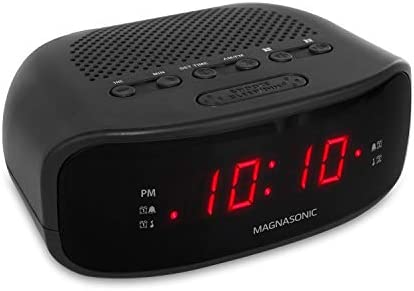Magnasonic Digital AM/FM Clock Radio with Battery Backup, Dual Alarm, Sleep & Snooze Functions, Display Dimming Option (EAAC200)