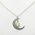 Rckcu Glow in The Dark Silver Crescent Moon and Orb Necklace - Glowing Blue Moon Charm - Magical Fantasy Fairy Glowing Necklace - Glow Jewelry (sky blue)