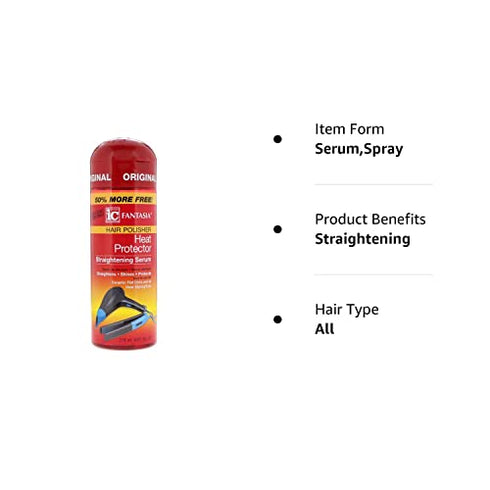 Fantasia High Potency IC Heat Protector Straightening Serum, Hair Polisher, 6 oz.