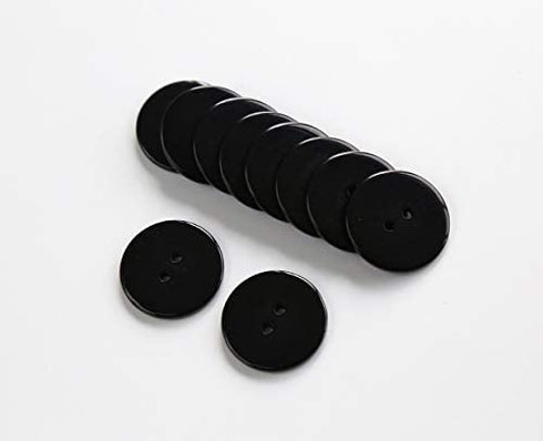 GANSSIA 1 Inch (25mm) Black Color Buttons 2 Holes Resin Button for Sewing and Craft Pack of 100pcs