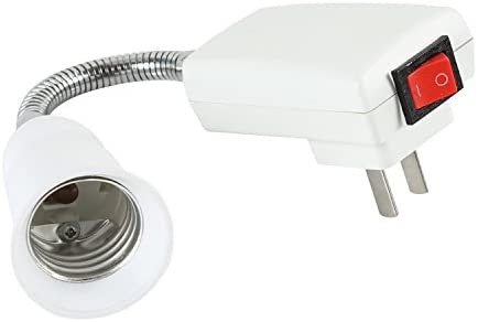 Electop E27 Socket Adapter with On/Off Switch to US Plug,Flexible Extension Lamp Bulb Holder Converter