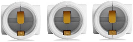 2 Outlet Light Socket to Plug Adapter, Electrical Screw in Light Bulb Socket Outlet Adapter, Lamp Holder, Dual Polarized E26 ETL, White (3PACK)
