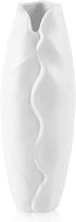 8.2Inch White Modern Decorative Ceramic Vase , Unique Bottle Mouth and Simple Lines Design for Bookshelf Fireplace Flowers Home Office Decoration
