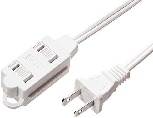 Amazon Basics 3-Foot 2-Prong Indoor Extension Cord Power Strip - Standard Plug - 13 Amps, 1625 Watts, 125 VAC - 2-Pack, White